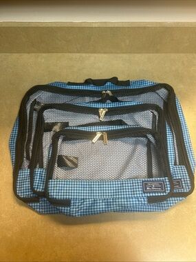 3 Pc BEN SHERMAN PACKING CUBES SMALL MEDIUM LARGE TRAVEL LUGGAGE POUCHES- BLUE